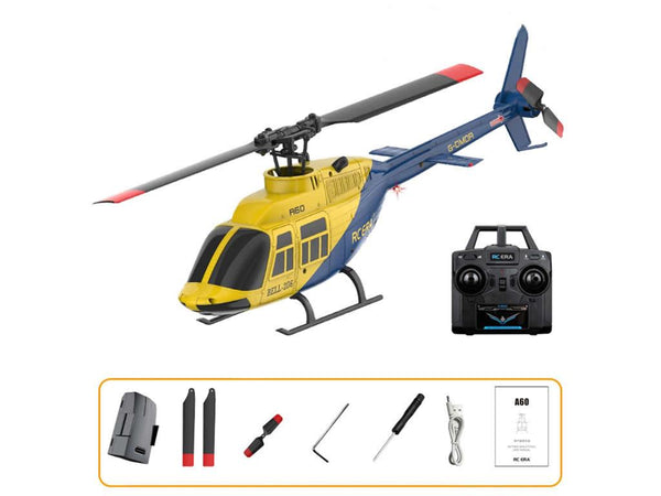 RC ERA A60 Mini Bell206 Helicóptero RC Con Giroscopio De 6 Canales, Estabilización Y Altímetro, Despegue Con Un Botón, Para Interiores Y Exteriores, Regalo Tecnológico Para Adolescentes
