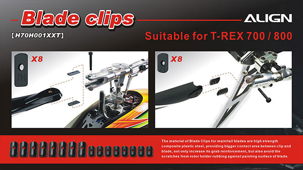 Clip Lama Align Per T-Rex 700-800 - Ricambio Originale H70H001XXT - Made In Taiwan