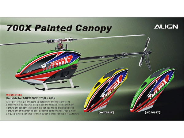 Align T-Rex 700X Painted Canopy : HC7662T - Midland Helicopters