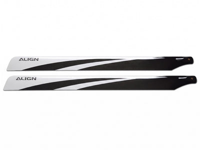 Align 650 Carbon Fibre Blades (White/Black) : HD650BT