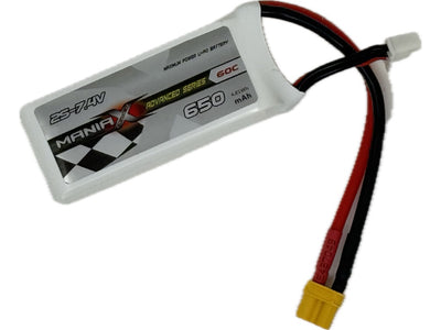 ManiaX 7.4V 650mah 60C Lipo Battery Pack : MX650-2S-60