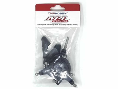 OMP M4 Explore Blade Grip Arm and Swashplate Set (Black) : OSHM4126B