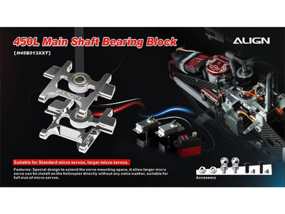Align T-Rex 450L Multiple Main Shaft Bearing Block : H45B013XXT - Midland Helicopters