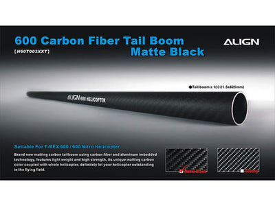 Align T-Rex 600 Carbon Fibre Tail Boom - Matte Black : H60T003XXT - Midland Helicopters