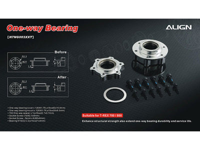 Align One-way Bearing Mount - T-Rex 700/800 : H7NG003XXT - Midland Helicopters