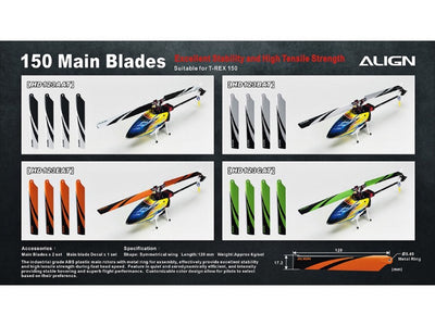 Align T-Rex 150 Main Blades - Black (2 Pairs) : HD123AAT