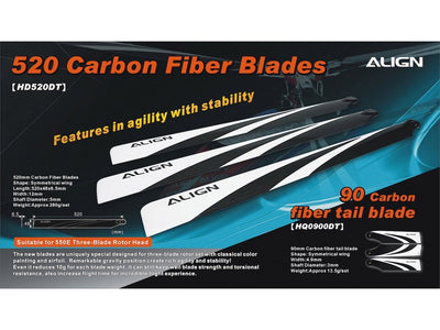 Align 520 Carbon Fiber Blades / 3 Set : HD520D