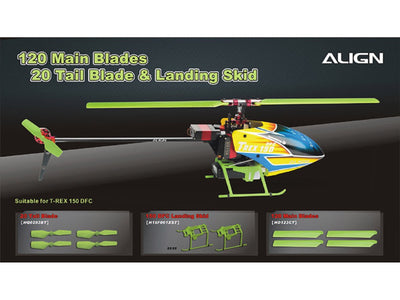 Align T-Rex 150 - 120 Main Blades-Green : HD123CT - Midland Helicopters