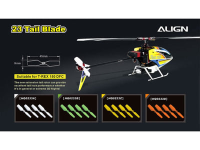 NEW Align 23 Tail Blade - Green (T-Rex 150) : HQ0233BT - Midland Helicopters