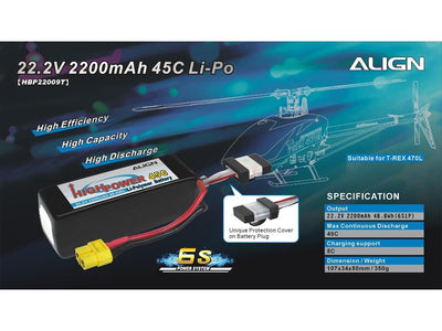 Align Li-Po Battery 6S  22.2v 2200mAh : HBP22009T