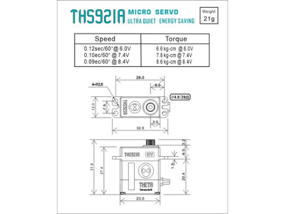 Theta THS921A HV Micro Coreless Servo : TS-THS921A
