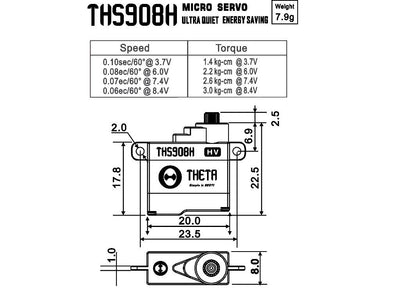Theta THS908H HV Micro Servo Wing Mount : TS-THS908H