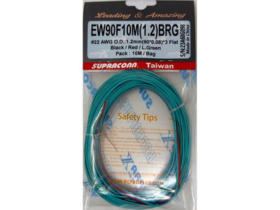 RCPROPLUS 1.2mm Flat 10m Black/Red/Green : EW90F10M(1.2)BRG