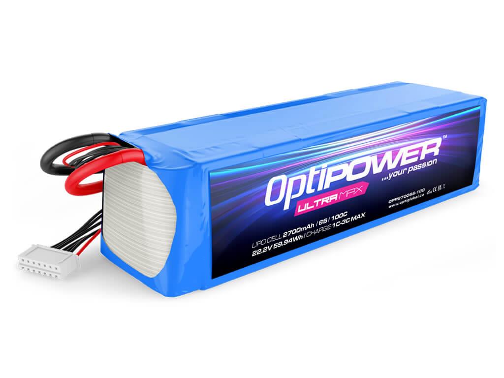 6S 2700mAh 100C Optipower ULTRA Max Lipo : OPR27006S-100 - Midland ...