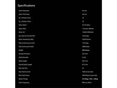 Dnamic 4220-1100KV Motor 6S : DA01-4220-911