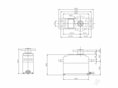 Futaba S9257 Mini Rudder Digital Servo 2kg 0.08s 4.8V : FUT05102365-1