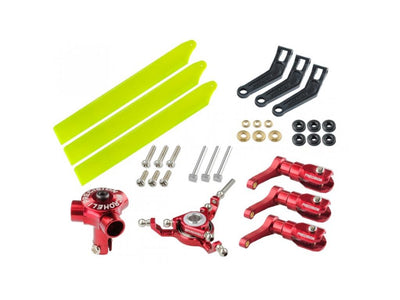 Microheli CNC Triple Yellow Plastic Blades Conversion Set (Red) - Blade Fusion 180/Smart : MH-F180101TY
