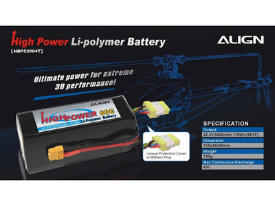 Align 6S1P 22.2V 5200mAh/60C LiPo : HBP52004T