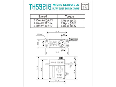 Theta THS921B HV Micro Brushless Servo (Second Hand) : MHSH100