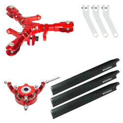 CNC Triple Carbon Fibre Blades Conversion set (RED) - OMPHOBBY M2 V3 PRO : MH-M2V3101TBC