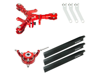 CNC Triple Carbon Fibre Blades Conversion set (RED) - OMPHOBBY M2 V3 PRO : MH-M2V3101TBC