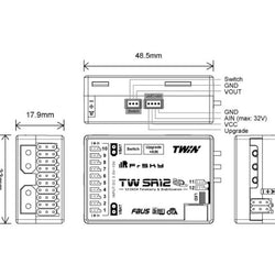 FrSky Twin TW SR12 Stabilised Receiver w/12 Channel Ports : 03022034
