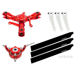 Microheli CNC Triple Carbon Plastic Blades Conversion Set - Red (Second Hand) : MHSH112