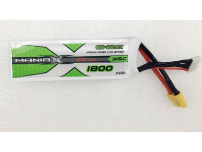 ManiaX 22.2V 1800mAh 35C Lipo Battery Pack : MX1800-6S-35