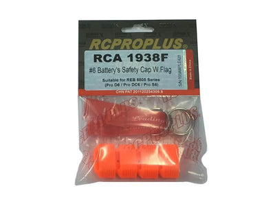RCProPlus Battery Safety Cap w/Flag Pro D6/S6 (4) (RCA1968F) : RCA1938F