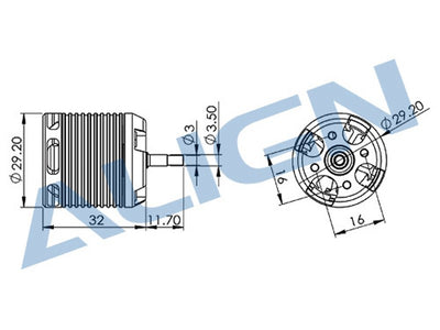 Align 300MX Brushless Motor(3700KV/2216) : HML30M01T