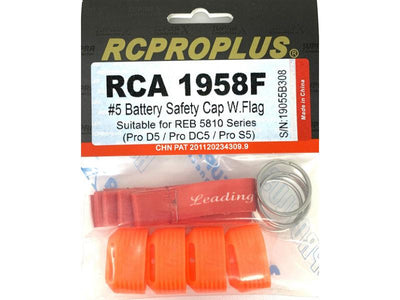 RCPROPLUS Battery Safety Cap w/Flag Pro D5/S5 (4) (RCA1958F)
