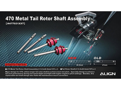 Align T-Rex 470L Metal Tail Rotor Shaft Assembly : H47T021XXT