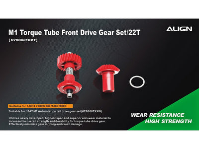 Align T-Rex 700/800 M1 Torque Tube Front Drive Gear Set/22T : H70G001BXT