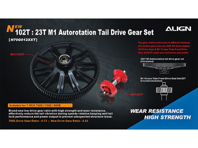 Align 102T M1 Helical Autorotation Tail Drive Gear Set : H70G012XXT