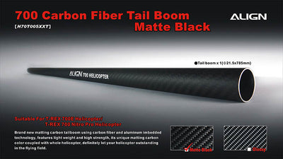 Align T-Rex 700 Carbon Fiber Tail Boom (Matt Black) : H70T005XXT