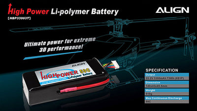 Align 6S1P 22.2V 3300mAh/50C Lipo : HBP33003T