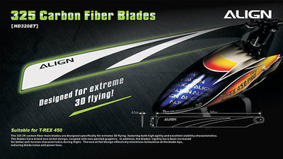 Align NEW 325 Carbon Fiber Blades - Black (HD320ET)
