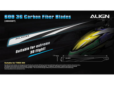 Align 600 3G Carbon Fibre Main Blades (HD600ET)