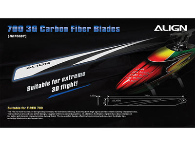 Align 700 3D Carbon Fibre Main Blades (HD700BT)