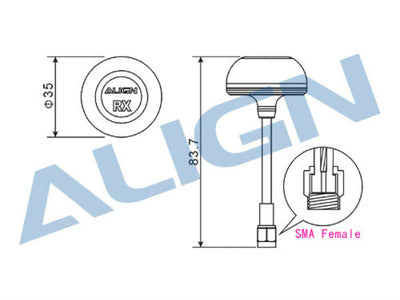 Align 5.8Ghz Circular Polarised Gain Antenna Rx Set : HEP00015T
