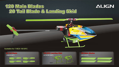 Align T-Rex 150 Landing Skid-Green (2) : H15F001XST