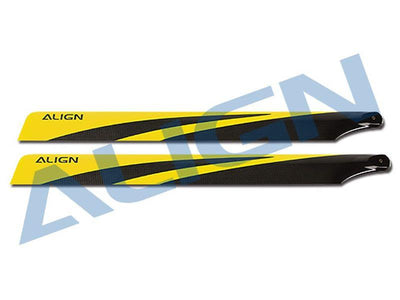 Align T-Rex 600N Carbon Fibre Blades (Bk/Yellow) -UNPACKAGED : HD600FT-UP