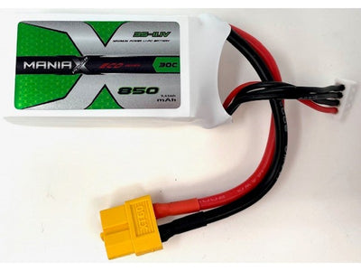 ManiaX 11.1V 850mAh 30C Lipo Battery Pack XT60 : MX850-3S-30-XT60