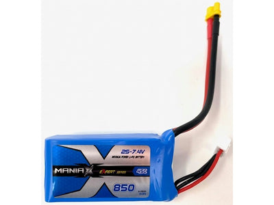 ManiaX 7.4V 850mah 45C Lipo Battery Pack : MX850-2S-45