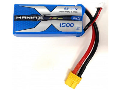 ManiaX 7.4V 1500mah 45C Lipo Battery Pack : MX1500-2S-45