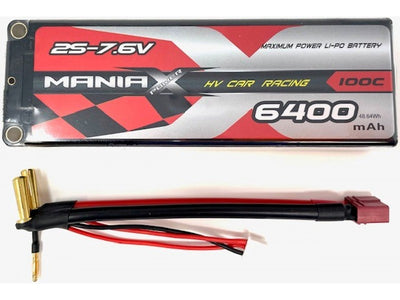 ManiaX 7.6V 6400mah 100C HV Car Lipo Pack : MX6400-2SHV-100