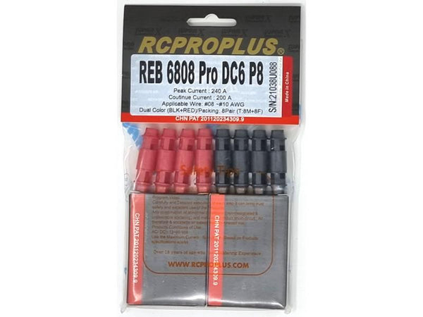 R Pro Rtec Rplus RCPROPLUS PRO 6mm (8M, 8F, Red/Black Housing) : REB6808PRODC6P8 ...