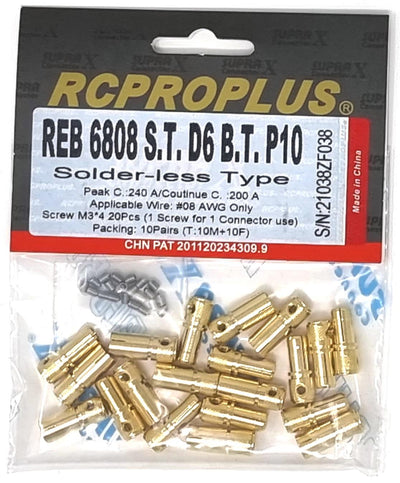 RCPROPLUS PRO D6 6mm Solderless Connector Only (10M, 10F) : REB6808STD6BTP10