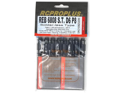 RCPROPLUS PRO 6mm Solderless (8M, 8F, Black Housing) : REB6808STD6P8