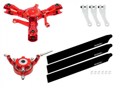CNC Triple Carbon Plastic Blades Conversion Set (RED) - OMP Hobby M2 : MH-M2EX101TBK